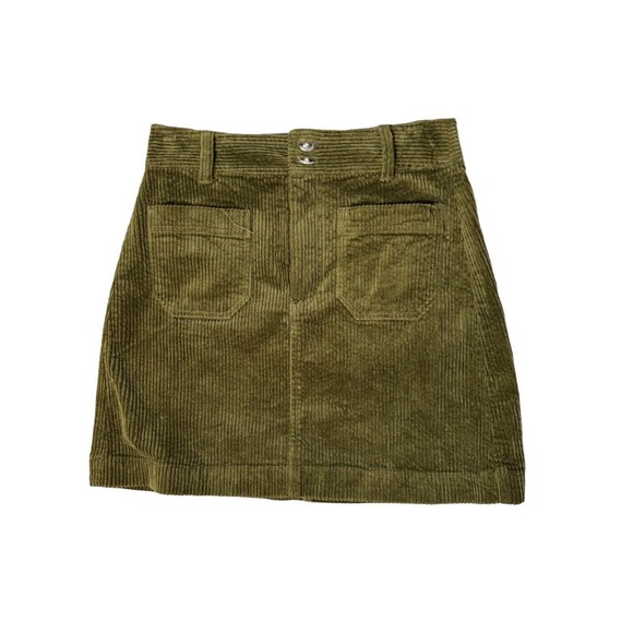MADEWELL Skirt High Rise Dark Green Corduroy‎ Knee Mini Waist 28 NWT - Picture 2 of 7